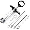Tri-Sworker Plastic Meat Injector Kit for Smoker with 3 Flavor Food Syringe Needles, Ideal for Injecting Marinade into Turkey, Meat, Brisket; 1-OZ; Including Paper User Manual, Recipe E-Book (PDF)
