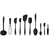 GIR: Get It Right - 10 Piece Silicone Utensil Set - Ladle, Spatulas, Flip, Spoons, Whisk, Potato Peeler & Spoonula, Heat Resistant, Dishwasher Safe, Kitchen Utensil, Baking Supplies - Black
