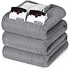 Heated Blanket Queen Size, Electric Blanket Dual Control, Fast Heating, Warm and Cozy, 10H Auto ShutOff, 10 Heat Settings, Machine Washable, Flannel + Lambskin for Home/Camping/Office 90" x 84", Grey