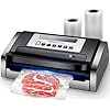 Bonsenkitchen Vacuum Sealer Machine, Globefish Technology for Perfect Vacuum Sealing, Powerful Low-Noise Food Vacuum Sealer with Easy Handle Design, Built-in Cutter and Bag Storage, 2 Bag Rolls