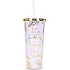 He Will Cover You Under His Wings Find Refuge Feathers Gold Lid 24 oz. Double-Walled Straw Tumbler