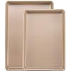 JOHO BAKING Cookie Sheet Baking Pan Set, Professional Baking Sheet for oven Nonstick, 2 Piece Bakeware Set, 9x13in,10x15in, Textured, Gold