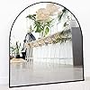 Black Arched Mirror, 33" x 31", Black Arch Mirror Décor Entry Way Mirror, Black Mantle Mirror for Fireplace, Dresser Mirror for Bedroom - Wide Arched Bathroom Mirror, Half Circle Arch Mantel Mirror