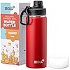 Mollcity Insulated Water Bottle-18 oz Stainless Steel Vacuum Wide Mouth Sports Flask with Silicone Boot-Reusable Metal Leak Proof Travel Water Bottle for Girls Boys, BPA-Free(Canyon Red)