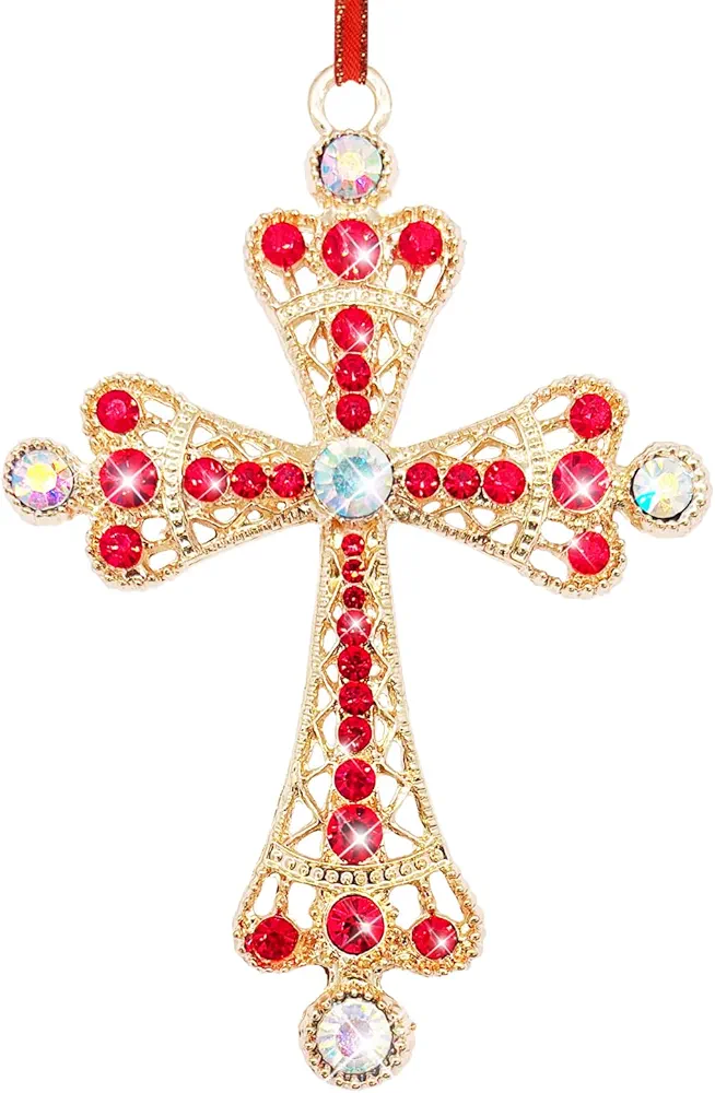 Metal Cross Ornaments for Christmas Tree Cross Christian Christmas Ornaments Religious Christmas Tree Ornament Decorations Nativity Cross Ornaments Christmas Keepsake Gifts for Women Girls Mom