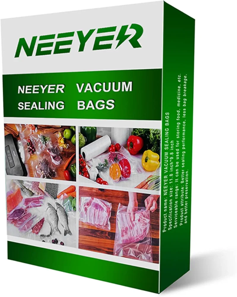 Neeyer Vacuum Sealer Bags,Seal a Meal Sealer Bags,Ideal for Food Saver,BPA Free Safe Universal Pre-Cut bag, 100 Pint 8" x 12" for vac storage, Meal Prep or Sous Vide