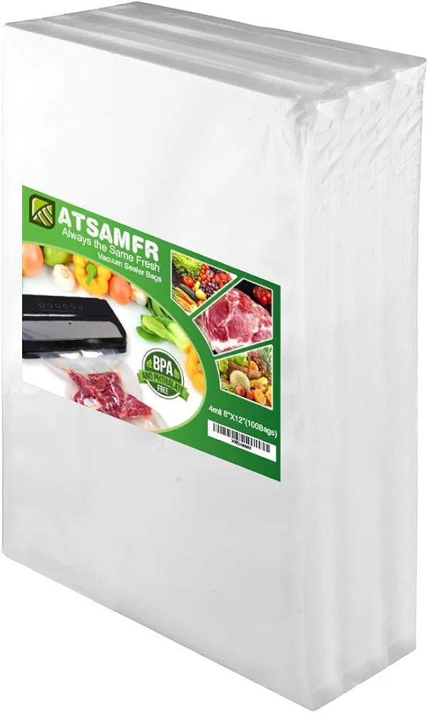 4mil100 Quart Size 8x12Inch Vacuum Sealer Food Bags with BPA Free,Heavy Duty,Great for Vac Storage or Sous Vide Cooking