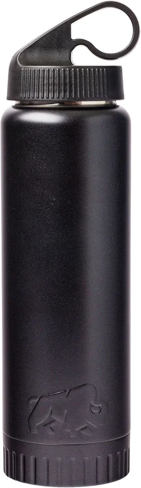 Silver Buffalo Double Walled Vacuum Insulated Stainless Steel Water Bottle, 20 Ounces, Matte Black