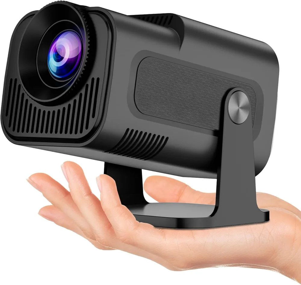 Smart Projector with built-in Apps, Wifi Bluetooth Projector 4K 1080P, Auto Keystone, Short Throw Projector and 270° Adjustable, Mini Portable Outdoor Movie Projector HY320 HY300 ( Black )