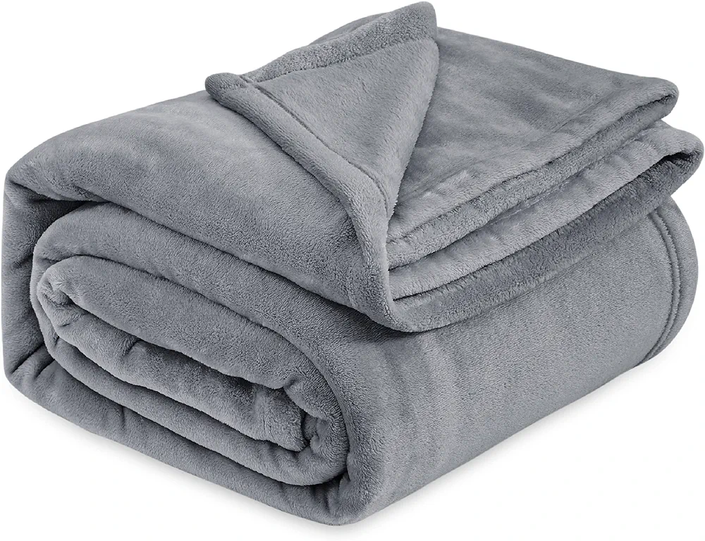 Bedsure Fleece Bed Blankets Queen Size Grey - Soft Lightweight Plush Fuzzy Cozy Luxury Blanket Microfiber, 90x90 inches
