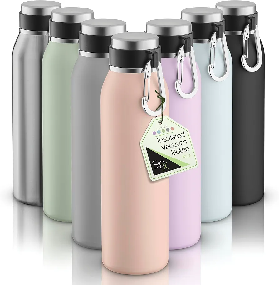 SipX™ Triple-Insulated Stainless Steel Water Bottle - 20oz. With Cover Lid, BPA-Free Reusable Insulated Water Bottle Keeps Cold For 24 Hours, (Peach)