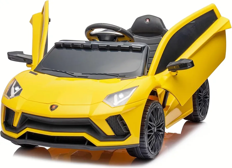 Kids Ride On Car 12V Kids Electric Vehicle Toy with Parent Remote Control, Battery Powered Sports Car Toy, 2 Speeds, MP3 Player, Hydraulic Doors