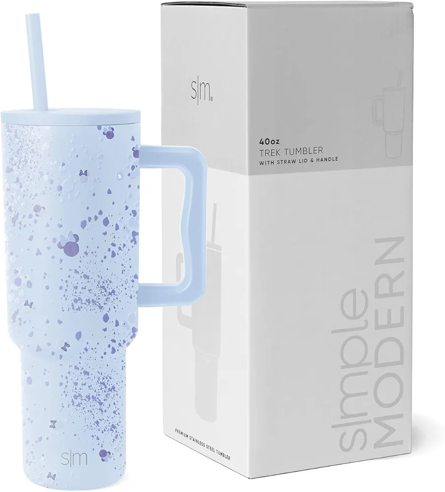 Simple Modern Disney 40 oz Tumbler with Handle & Straw Lid | Insulated Reusable Stainless Steel Water Bottle Travel Mug | Gifts for Women Men Him Her | Trek Collection | 40oz | Minnie Specktacular