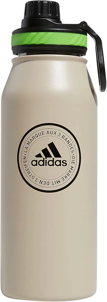adidas 1 Liter (32 oz) Metal Water Bottle, Hot/Cold Double-Walled Insulated 18/8 Stainless Steel
