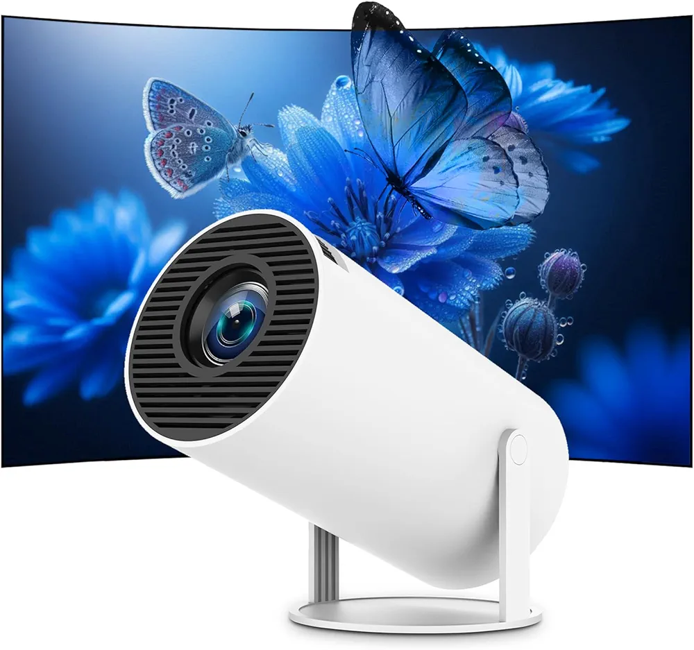 Mini Portable Projector 4K 1080P Full HD Support Android 11 & Netflix - WiFi 6, BT 5.0, 180° Rotation, Small Home Theater Projector with Auto Keystone Correction