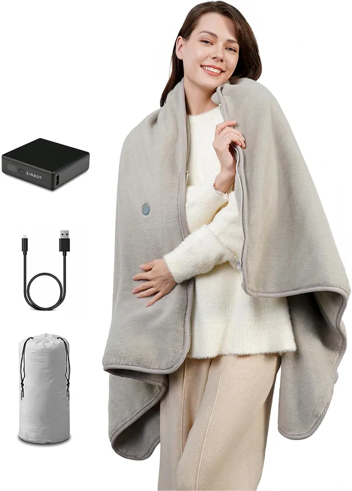 Heated Blanket with Battery Pack,Upgrade Battery Operated Wearable Portable USB Heated Blanket, Rechargable Outdoor Electric Blanket,Cordless Heated Throw