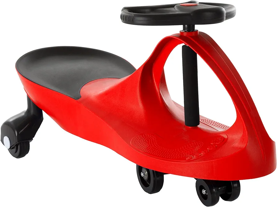 Wiggle Car Ride On Toy – No Batteries, Gears or Pedals – Twist, Swivel, Go – Outdoor Ride Ons for Kids 3 Years and Up by Lil’ Rider, Red and Black.