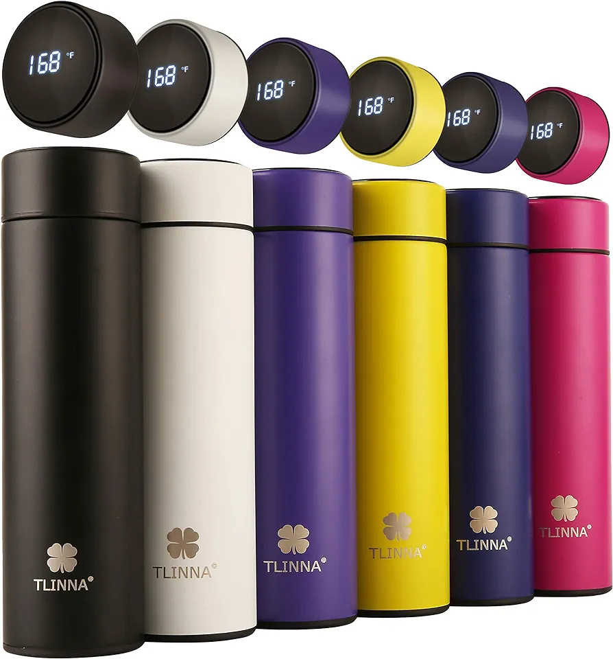Insulated bottle,Coffee bottle,Tea Infuser Bottle,Smart Sports Water Bottle with LED Temperature Display,Double Wall Vacuum Insulated Water Bottle, Stay Hot for 24 Hrs,Cold for 24 Hrs (Black)