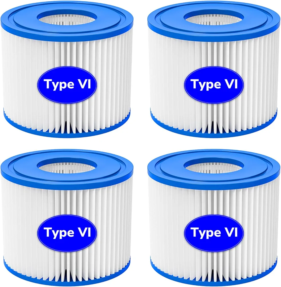 Hot Tub Filter Replacement for SaluSpa Hot Tub Filters, Type VI Spa Filter Compatible with All Coleman SaluSpa Inflatable Hot Tub and Lay-Z Spa, 4 Pack