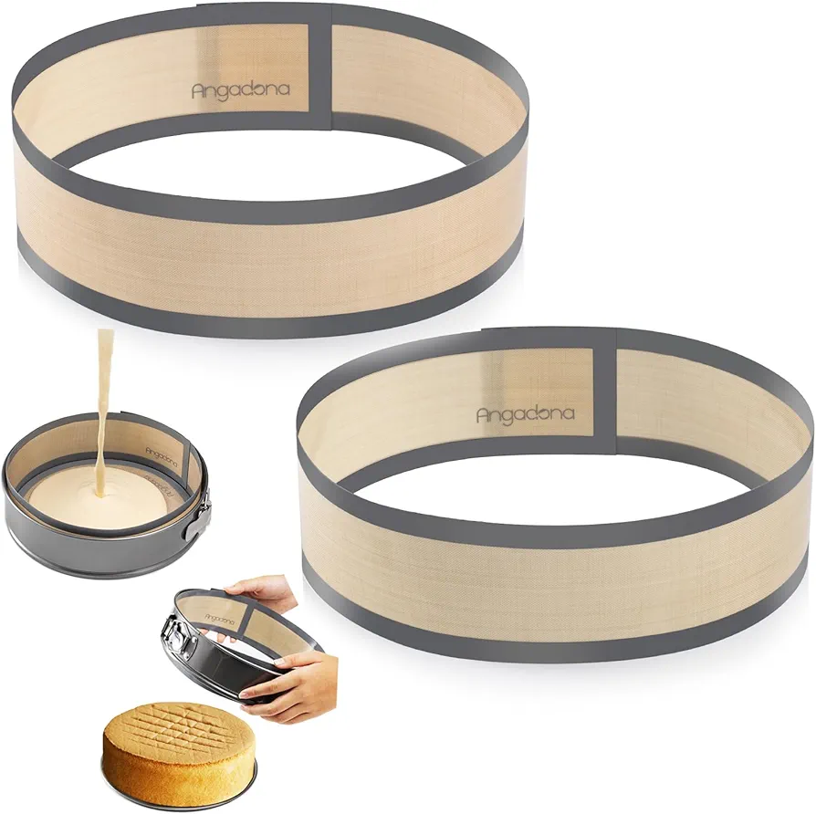 Angadona Silicone Baking Mat for Springform Pan,Prevent cake from Sticking to Side,Easy Clean & Non Sick Silicone Baking mat for Cheesecake Pan (2 pcs)