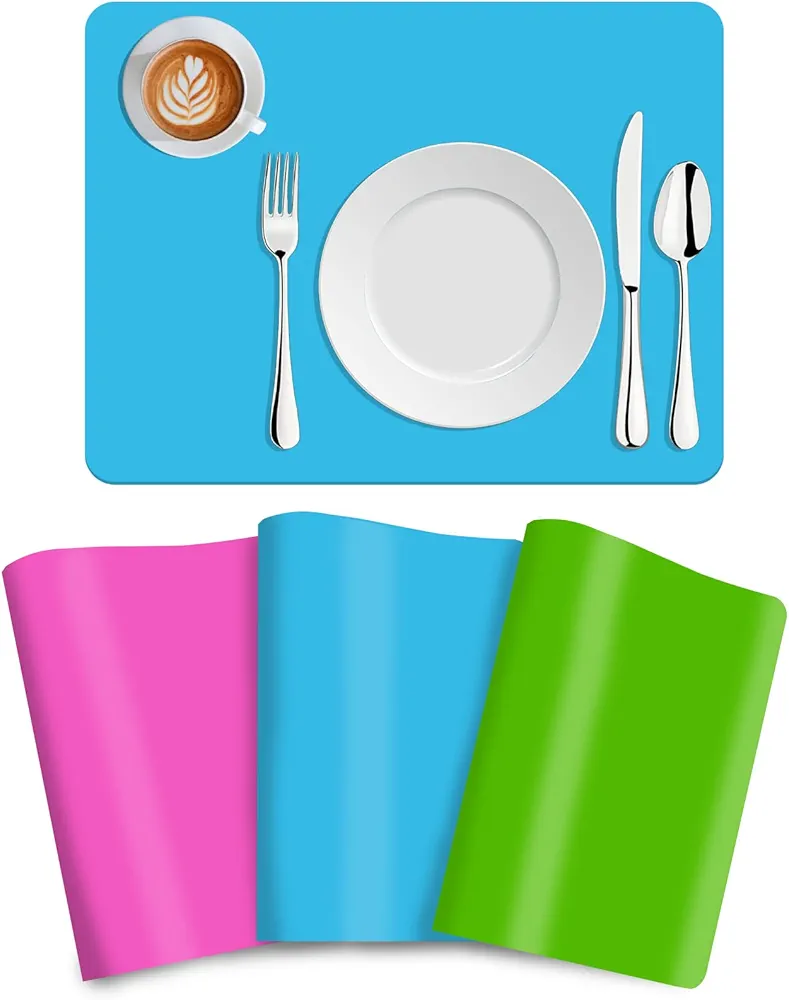 RAINFLOW Silicone Mat - Mat Heat Resistant,Large Protective Mat,3 Pack Silicone Baking Mat for Crafting Tools,Resin Molds,Jewelry,Kitchen,15.7" x 11.8"(Blue & Rose Red & Green)