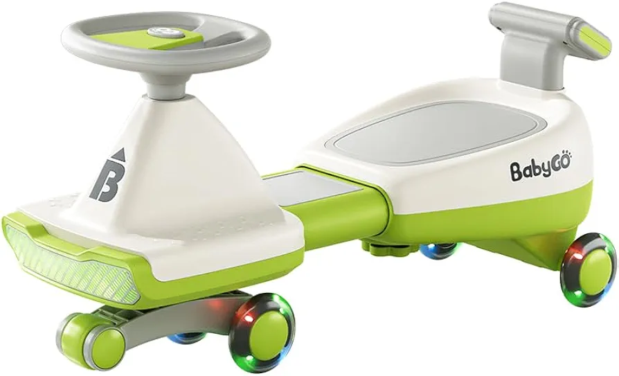 Wiggle Car for Kids, Swing Car with LED Flashing Wheels, Gears or Pedals, Uses Twist, Turn, Wiggle Movement to Steer, Ride-on Toy for Boys Girls 3 Year Old and Up (Bright Green)