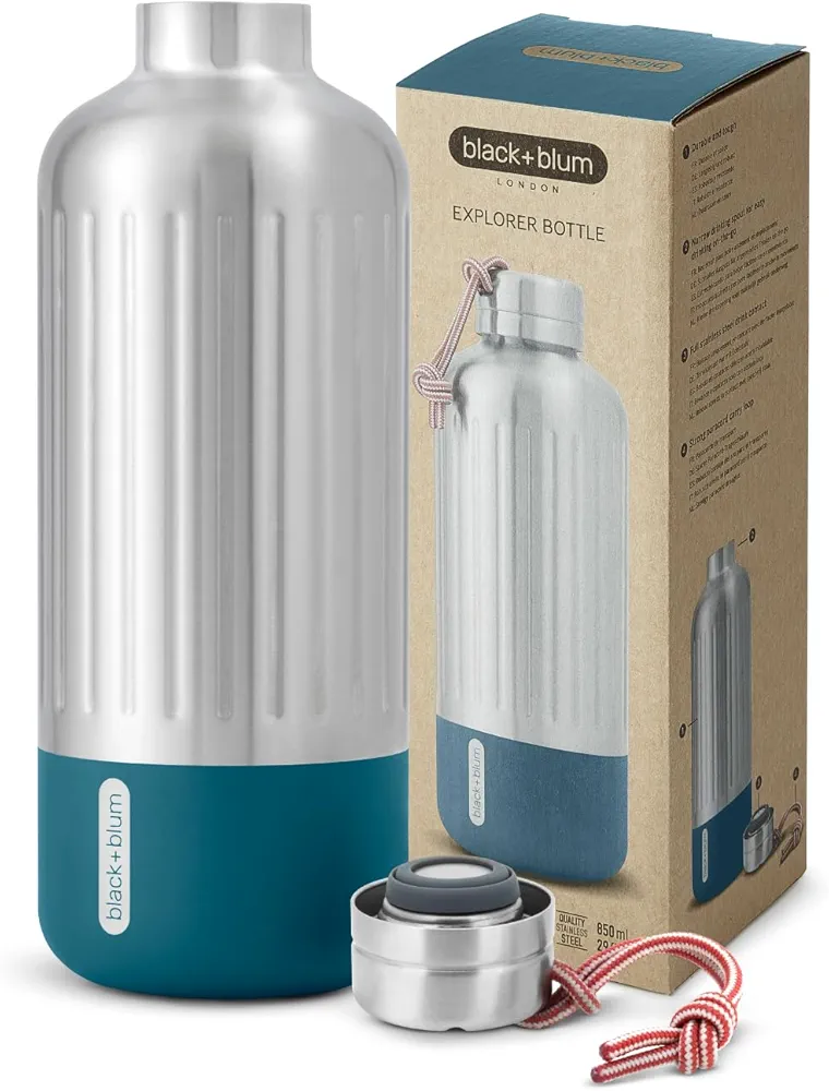 BLACK+BLUM Insulated Stainless Steel Water Bottle | Leak Proof, Double Wall Vacuum | Hot & Cold Drinks for Travel, Sports, Office & School for All Ages | Ocean, 28 oz / 850 ml