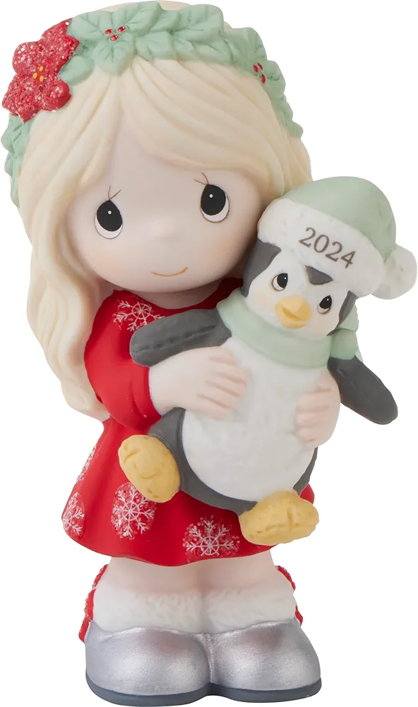 Precious Moments 2024 Christmas Figurine | Have Yourself A Merry Little Christmas Dated 2024 Bisque Porcelain Figurine | Holiday Decor & Gifts
