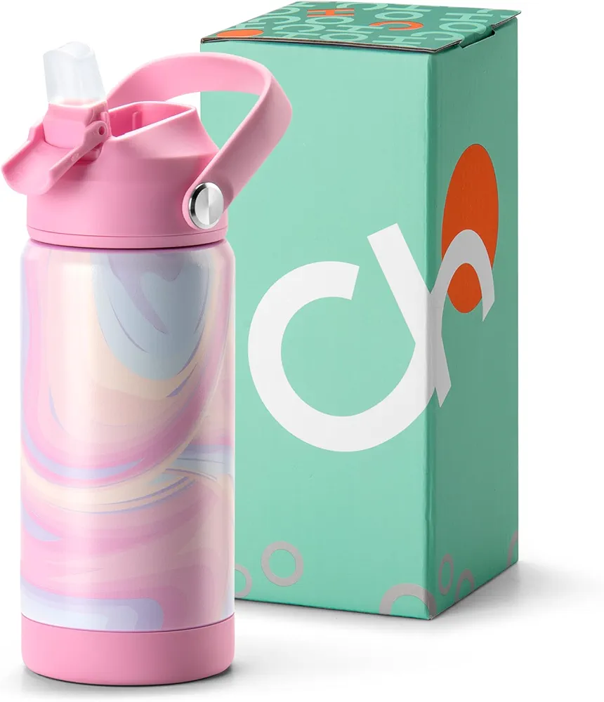 Choco Mocha Kids Water Bottle For School, Kids Insulated Water Bottle Stainless Steel, Girls Water Bottle 14Oz,Pink