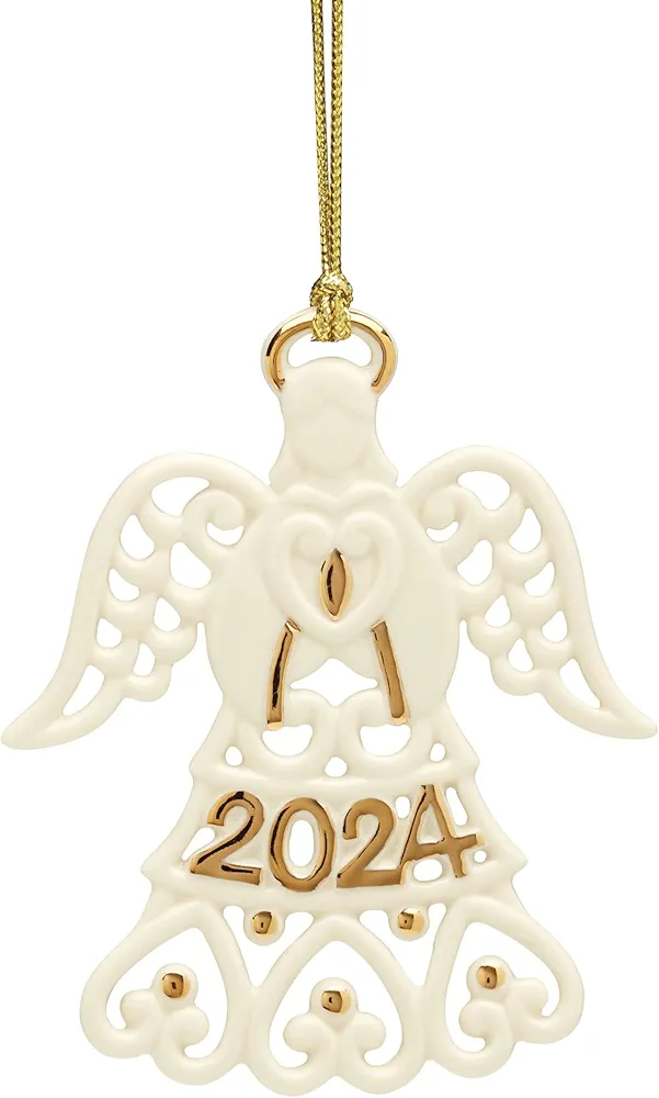 Lenox 895755 2024 A Year to Remember Angel Ornament, Christmas