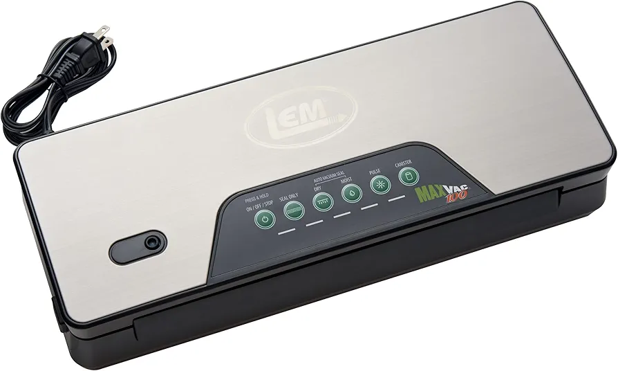 LEM Products MaxVac 100 Plastic Vacuum Sealer with 11.75 Inch Seal Bar, Silver and Black