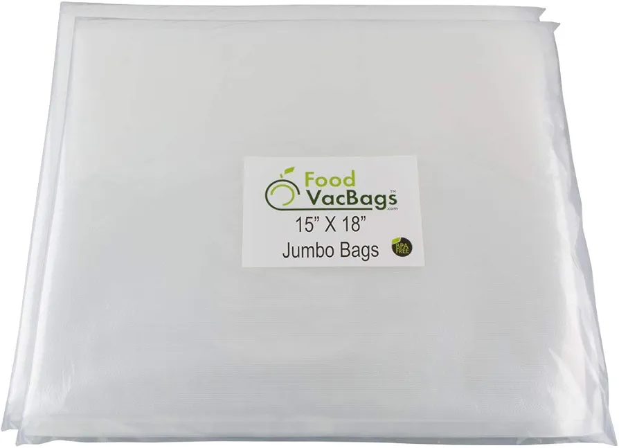15-inch by 18-inch FoodVacBags Commercial Vacuum Sealer Bags, Industrial Size Storage for Food, Clothing, Documents (100)