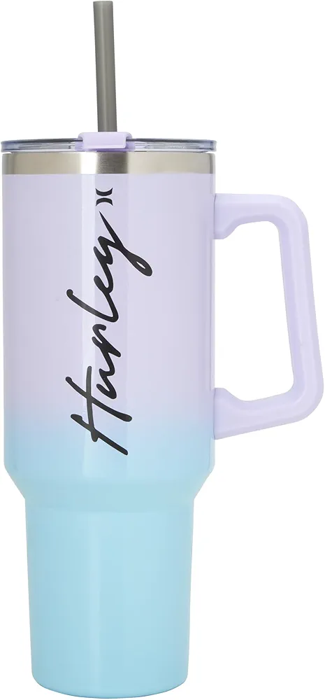 Hurley Tumbler Thermos - 40oz Double Wall Vacuum Insulated Travel Mug with Handle - BPA Free Stainless Steel Water Bottle - Leak Proof Hot and Cold Coffee Car Cup, Size 40 Ounces, Blue Lavender