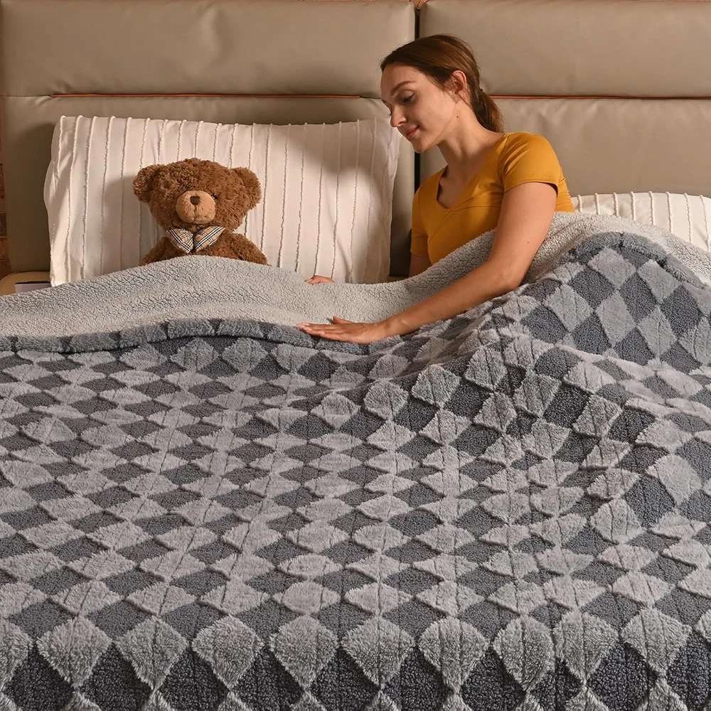 Bearhug Electric Blanket Full Size 77" x 84", Gray Teddy Faux Fur & Warm Sherpa Heated Blanket, 10 Heating Levels & 1-12H Auto Off, ETL Certified, Machine Washable, Gift Box