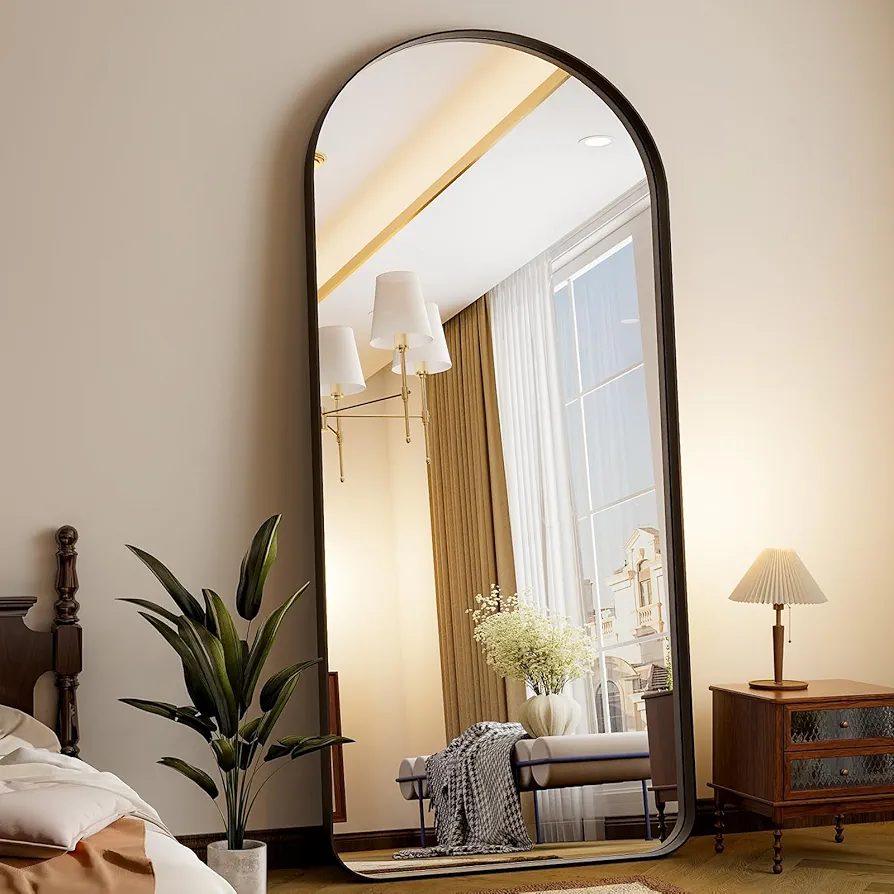 Extra Large 71"x30" Arched Full-Length Mirror - Wall-Mounted or Leaning Mirror with Aluminum Alloy Frame - Modern and Simple Home Decor - Vanity Mirror for Living Room and Bedroom