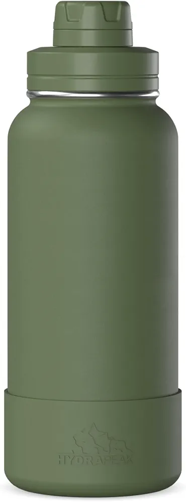 Hydrapeak 32oz Sport Insulated Water Bottle with Chug Lid, Premium Stainless Steel Water Bottles, Leak & Spill Proof, Keeps Drinks Cold for 24 Hours, Hot for 12 Hours (32oz, Sage Leaf)