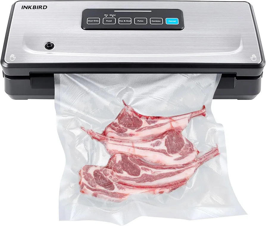 INKBIRD Food Vacuum Sealer, Bag Storage (20ft),11.8'' Cutter, 5 Food Modes, Moist/Dry/Pulse/Seal/Canister, Kit Bags & Rolls