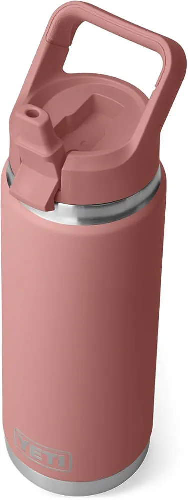 YETI Rambler 26 oz Bottle, Vacuum Insulated, Stainless Steel with Color Matching Straw Cap