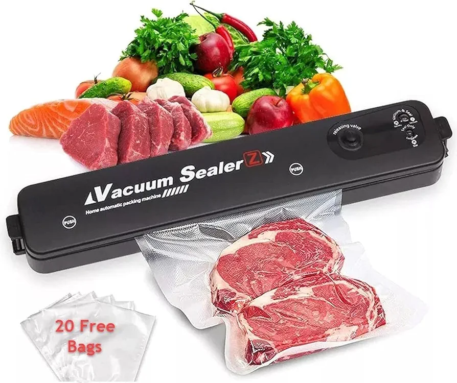 Vacuum Sealer Machine, with 20Pcs Seal Bags for Food Saver Storage and Sous Vide, Automatic Air Food Sealing System