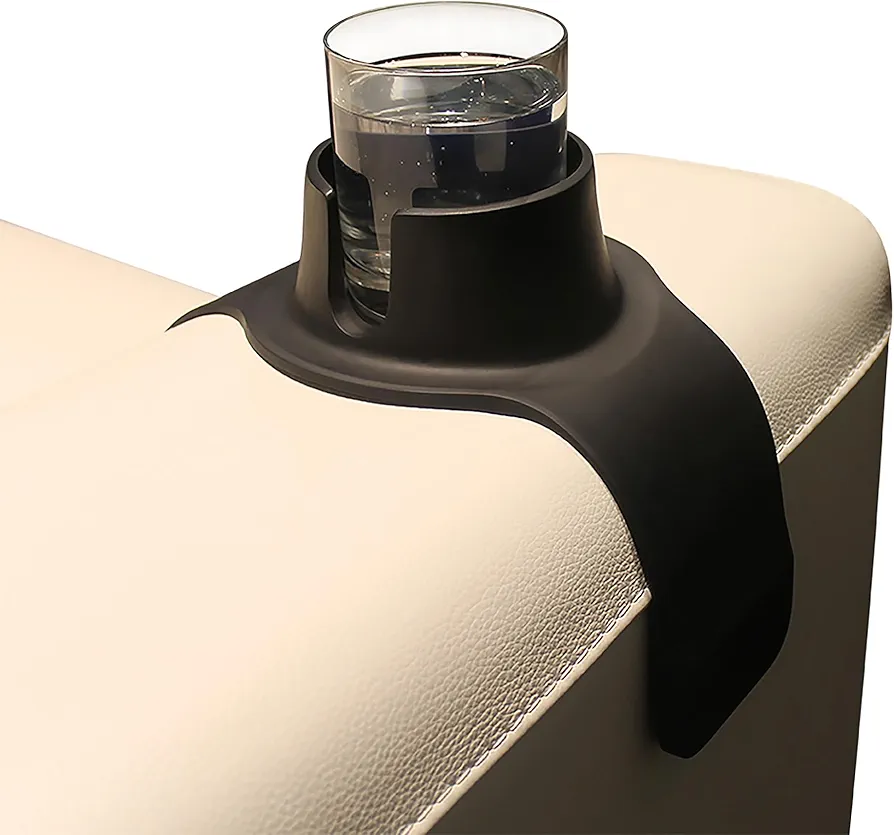 HIT PRODUCTS CouchCoaster - Original & Patented Armrest Couch Cup Holder, Jet Black - A Weighted, Silicone, Anti Slip Coaster Stops Spills On Your Sofa, Armchair Or Recliner & Keeps Drinks in Reach