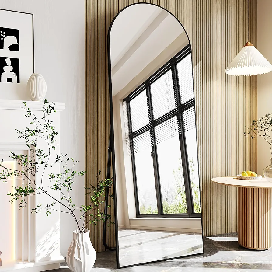 Full Body Mirror,65"x24" Standing Mirror,Nanometre Arched Full Length Mirror,espejos para dormitorio,Full Size Mirror (Black)