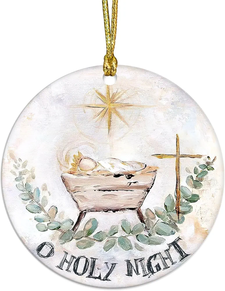Nativity Religious Ornaments 2024 | Christmas Ornament 2024, Nativity Scene Ornaments for Christmas, O Holy Night Ornaments 2024, Silent Night Birth of Jesus Ornament(O Holy Night)