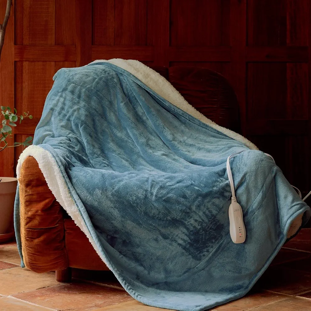 Heated Blanket Throw 50"x60" - Machine Washable Electric Throw Blanket Office Heated Throw Blanket with ETL & FCC Certification 5 Heating Levels 3 Hour Auto-Off Overheat Protection(Green)