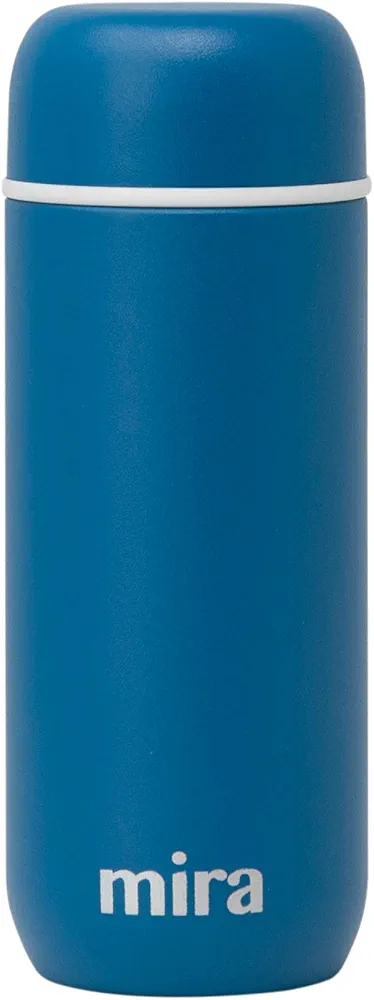 Mira 7 oz Insulated Small Thermo Flask | Kids Vacuum Insulated Water Bottle | Leak Proof & Spill Proof | Blue Denim