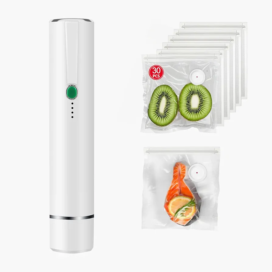 Vacuum Sealer, vacuum sealer for food, compact vacuum sealer, handheld vacuum sealer(Vacuum Sealer + 30 reusable vacuum sealer bags for food bags)