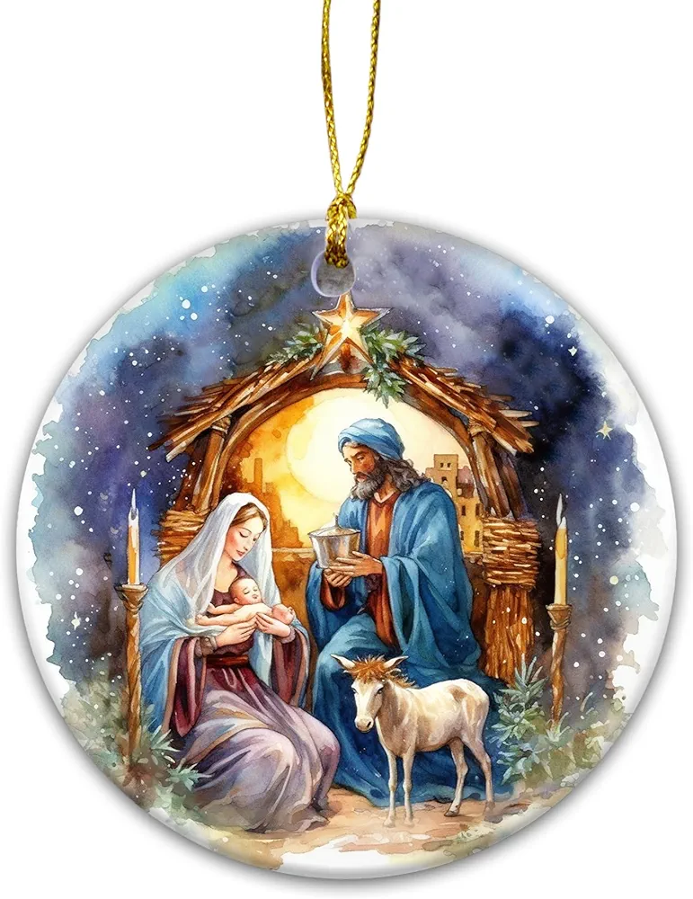 Nativity Christmas Ornaments 2024, Oh Holy Night Ornament, Baby Jesus Ornament, Family Keepsake Religious Ornament, Silent Night Ornament Nativity Scene (Religious Themed)
