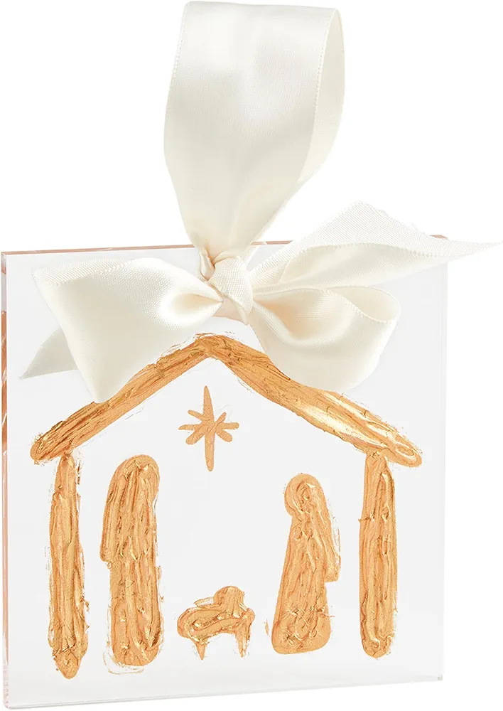 Mud Pie Gold Acrylic Ornament, Nativity, 4" x 4"