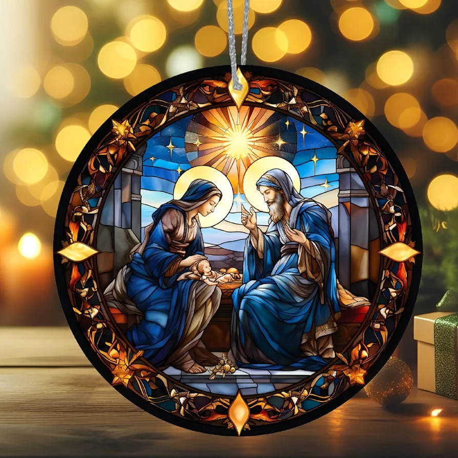 2024 Christmas Ornament: Acrylic Nativity Scene - A Special, Pretty, and Unique Religious Christmas Tree Decoration - Individual Ornament