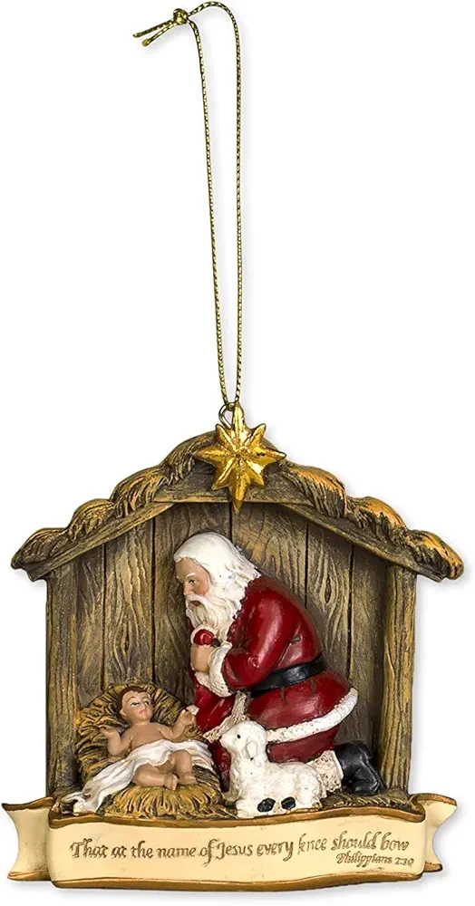 Every Knee Should Bow 3.5 x 4 inch Resin Stone Christmas Ornament Decoration