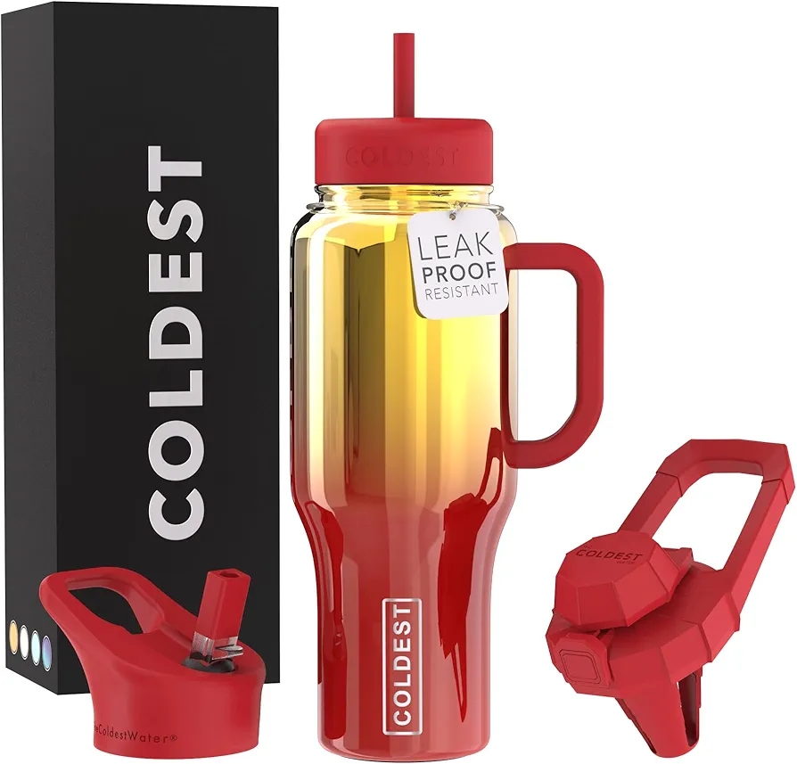 Coldest Tumbler with Handle and Straw Lid 3 Lids Insulated Reusable Stainless Steel Water Bottle Travel Mug | Gifts for Women Him Her | Limitless Collection (Phoenix Nova, 36 oz)